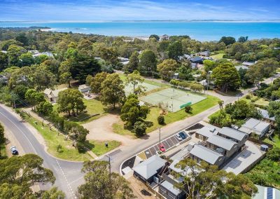 Overhead road and park view